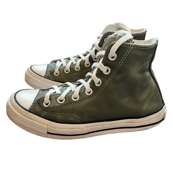 Converse Chuck Taylor All Star Sneakers Shoes Mens Size 4 Womens 6 Green Leather - Picture 3 of 12